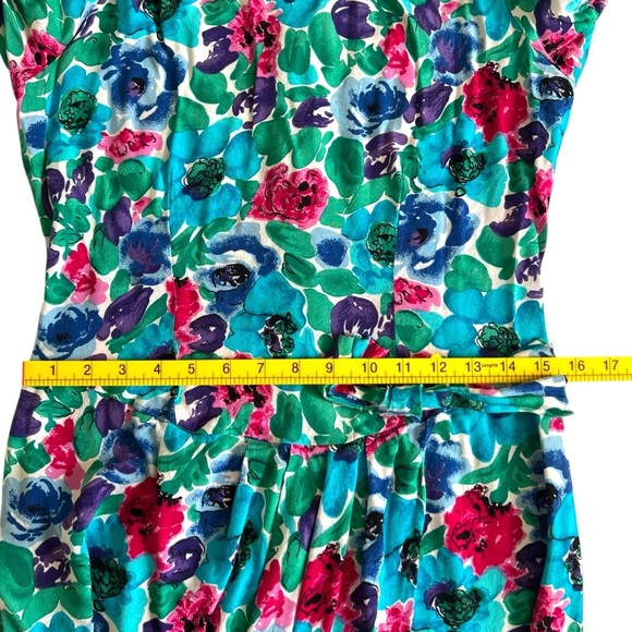 Jonathan Martin Vintage Floral Puff Sleeve Dress Blue Size11/12 - Picture 8 of 8